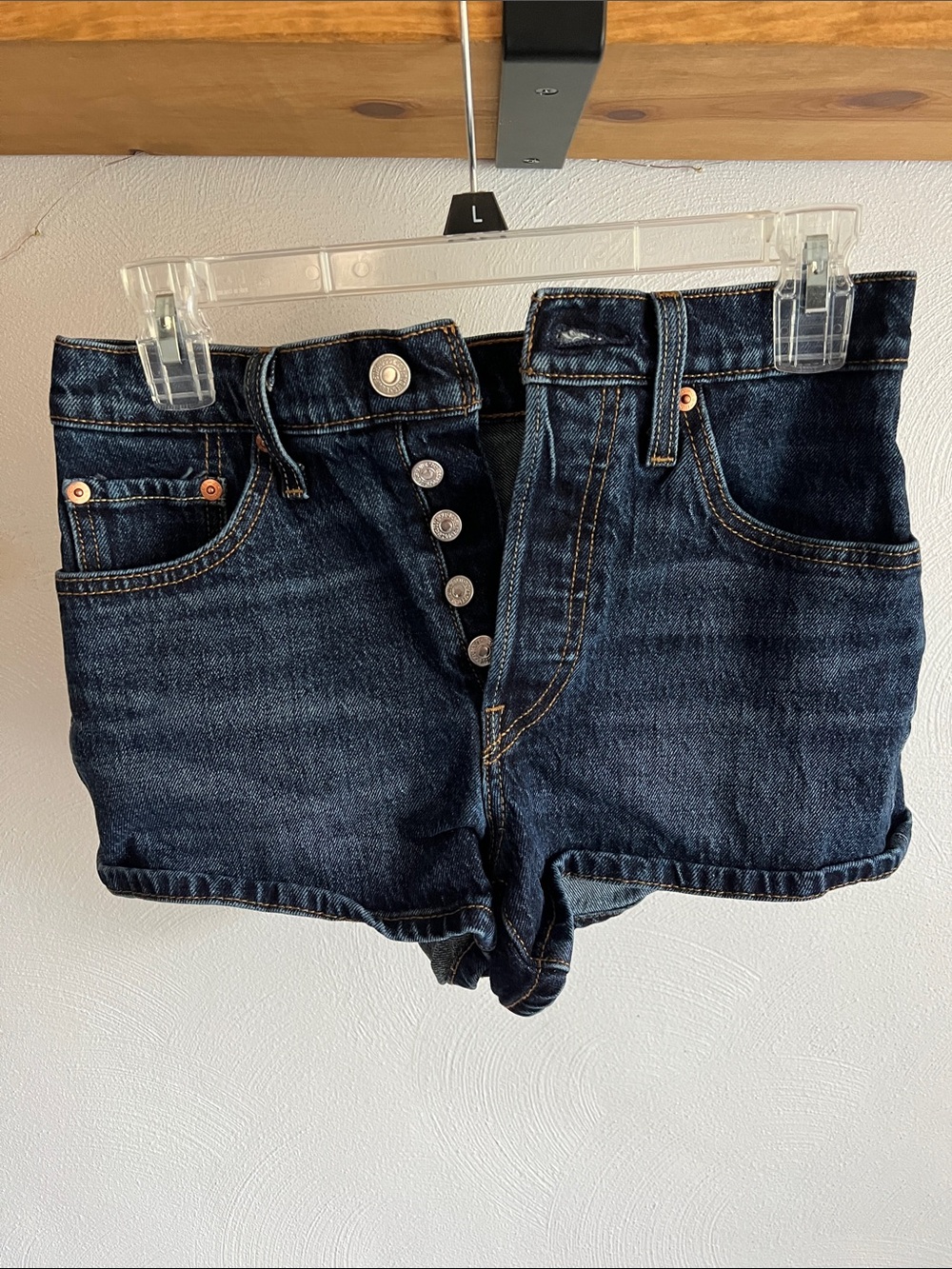 Levi's Dark Blue Denim High-Rise Button-Fly Shorts